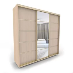 Шкаф-купе 3-х дверный Акцент-Квадро Д 2400х600 Дуб Молочный/золото