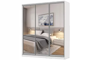 Белый шкаф-купе с зеркалом Виктория 1800х584х2300, Белый 18ДЗДЗДЗ-Б 310-1907