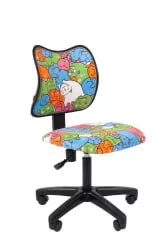 Детское кресло CХАИРМАН ТИН (Кидс) 102 черный пластик Котики / CHAIRMAN (Kids)