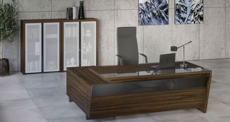 Стол руководителя прямой без тумбы Corner COR.SR-20 Орех Лоренцо Графит