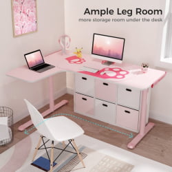 Стол письменный (для компьютера) угловой EUREKA ERK-L60L-PK-V2 (левый), розовый