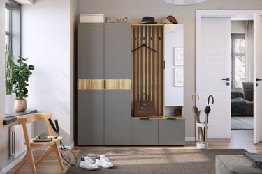 Шкаф двухдверный Бери MPR-024 Дуб крафт золотой/графит