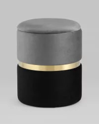Пуф Кэрри с ящиком велюр Серо-черный