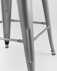 Стул полубарный Tolix Wood со спинкой Серебристый