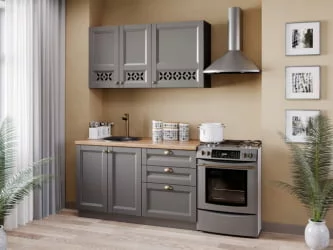 Шкаф кухонный 300 Амели-3 ЛД 299.310.000.022 Черный Оникс серый