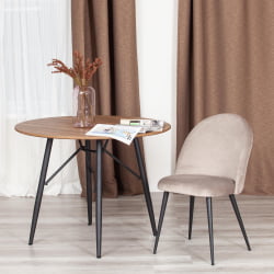 Стул MONRO (mod. 5144) металл/вельвет, 51x56x84 см, серо-бежевый (HLR-9)/черный