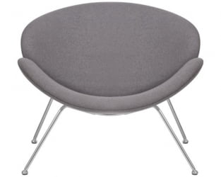 Кресло дизайнерское ДОБРИН ЕМИЛЙ (серая ткань АФ7, хромированная сталь) 2 шт / DOBRIN EMILY AF7,