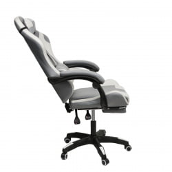 Кресло 1208, замша, цвет серо-белый с массажем, арт 1208-Grey-White