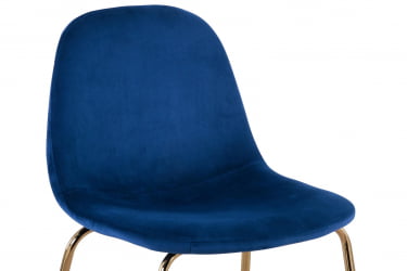 Стул полубарный Валенсия велюр Синий золотые ножки
