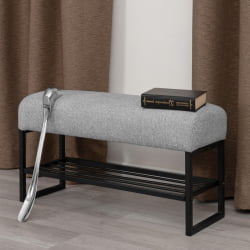 Банкетка-обувница Charli Lux/Чарли Люкс БО велюр/букле, VT shape silver