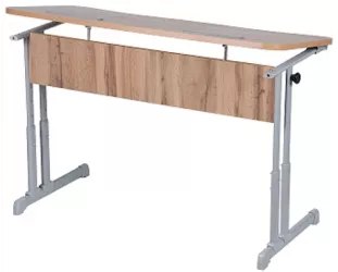 Парта двухместная эргономичный с углом наклона и пеналами (рост 3-7) Дуб Вотан/Металл Серый