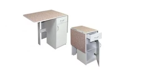 Раскладной стол с 1 ящ. в разборе 1 кат. 4040 мат ЛДСП белый