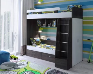 Кровать двухъярусная Юниор-6 Бодего-белое дерево