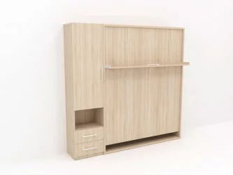 Кровать-трансформер Смарт 1 со шкафом 1400 правый Ясень шимо темный