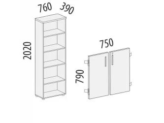 Стеллаж закрытый Альфа 62 532 Орех Пегас