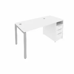 Рабочая станция с опорной тумбой Метал Сйстем Б.РС-СТП -1.2 Белый/Серый / Metal System