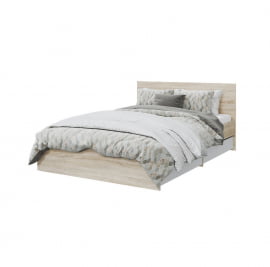 Кровать Лори 1600*2000 мм, с ортопедическим основанием и ящиками, дуб сонома светлый/белый