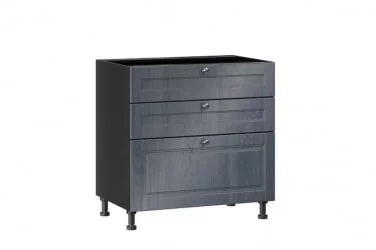 Тумба кухонная 800 с 3 ящиками (4) Мокка ЛД 274.160.000.134 Черная Дуб фактурный антрацит