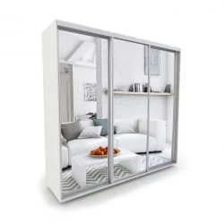 Шкаф-купе с зеркалом Акцент-Сим З 1500х600 Выбеленное дерево