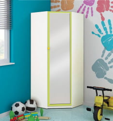 Шкаф угловой Радуга с зеркалом Оранжевый/Белый
