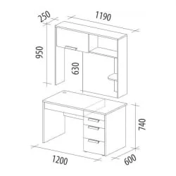 Стол с надстройкой Кашемир 60 Дуб Кронберг/Кашемир
