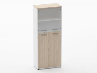 Шкаф 4 широкий верх стеклянные двери, низ закрытый Deka 10.19.191 Туя/Белый