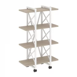 Стеллаж на колесных опорах - 4 полки LOFT  VR.L-MST.K-4.4V Металл белый Дуб Аттик