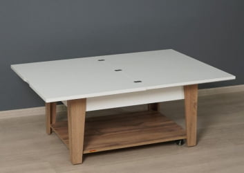 Стол-трансформер Агат 34 (03) Белый шпон-Дуб Вотан