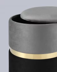 Пуф Кэрри с ящиком велюр Серо-черный