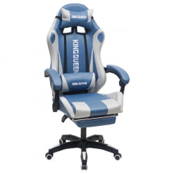 Кресло 907 KINGQUEEN, замша, цвет синий с массажем, арт 907-Blue