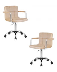 Офисное кресло для персонала ДОБРИН ТЕРРЙ (бежевый велюр (МДЖ9-10)) 2 шт / DOBRIN TERRY (MJ9-10))