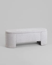 Банкетка Такс с местом для хранения букле светло-серый / Taks