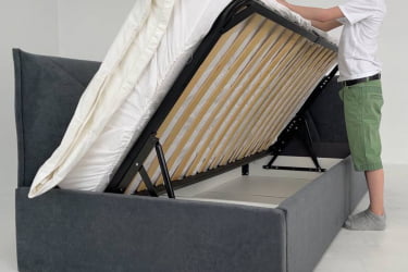 Кровать  0.9 Альба (Тахта) КМ.T-16 графит (велюр)