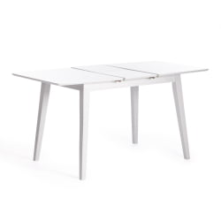 Большой обеденный стол Retro дерево гевея, МДФ, 110+30 x 75 x 75см, Белый (White)