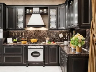 Кухонный гарнитур угловой Италия №07 Черный Дуб темный