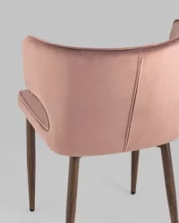 Стул Матео ножки под дерево велюр Пыльно-розовый