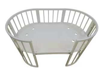 Кровать-трансформер с двумя матрасами и маятником Merry Happy Mini матовая Слоновая кость (3 в 1)