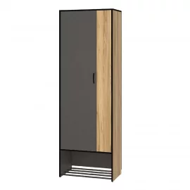 Двустворчатый шкаф Ольга-Лофт 3 Дуб Крафт золотой Темно-серый