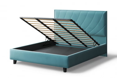 Кровать СОФИЯ 2000*1600мм (на опорах), велюр NEO 22 (бирюзовый), (б/основания, б/матраса)