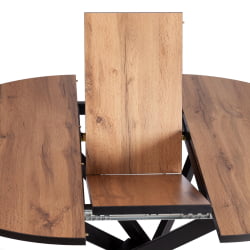 Стол MANZANA ЛДСП/HPL/металл, 100 х 100+30 х 75 см, Дуб Вотан/черный