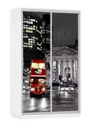 Шкаф-купе с фотопечатью Экспресс Дуо 1400х2200h Лондон/Белый снег