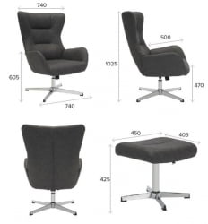 Кресло-реклайнер Еверпроф Аппле Ткань Темно-серый / Everprof Apple