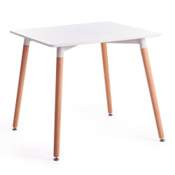Стол JOHN (mod. T1003) МДФ/дерево, 80 х 80 х 75 см , White (Белый) / Natural (натуральный)