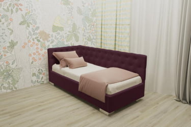 ДЕТСКАЯ МЯГКАЯ ИНТЕРЬЕРНАЯ КРОВАТЬ ВЕРСАЛЬ С ПОДЪЕМНЫМ МЕХАНИЗМОМ (BERHOUSE) Цвет фасада: Красный; Материал фасада: Металл/Велюр; Спальное место: 800х1900