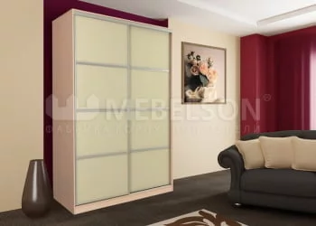 Шкаф-купе со стеклом Рио 2-600 Дуб млечный / Крем