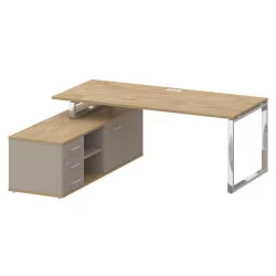 Стол руководителя с опорной греденцией , левый SHIFT SK.SRG-200 (L) Тиквуд Светлый/Капучино