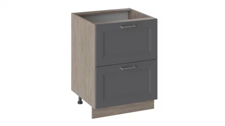 Шкаф напольный с 2-мя ящиками Одри Н2Я_72-60_2Я Дуб Сонома трюфель/Серый шелк