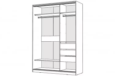 Белый шкаф-купе с зеркалом Виктория 1400х584х2300, Белый 14ДЗДЗ-ШЯ-Б 310-213