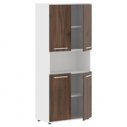 Шкаф с двумя комплектами глухих малых дверей ЕДИС ЕХCС 85.4 Дуб Денвер темный Белый Белый / EDIS EHCS