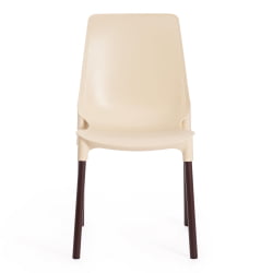 Стул GENIUS (mod 75) металл/пластик, 46x56x84cм, бежевый/коричневые ножки